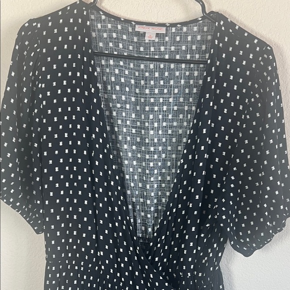 Knox Rose Black Polka Dot Wrap Midi Dress XL Boho Tiered Cottagecore - Picture 6 of 7
